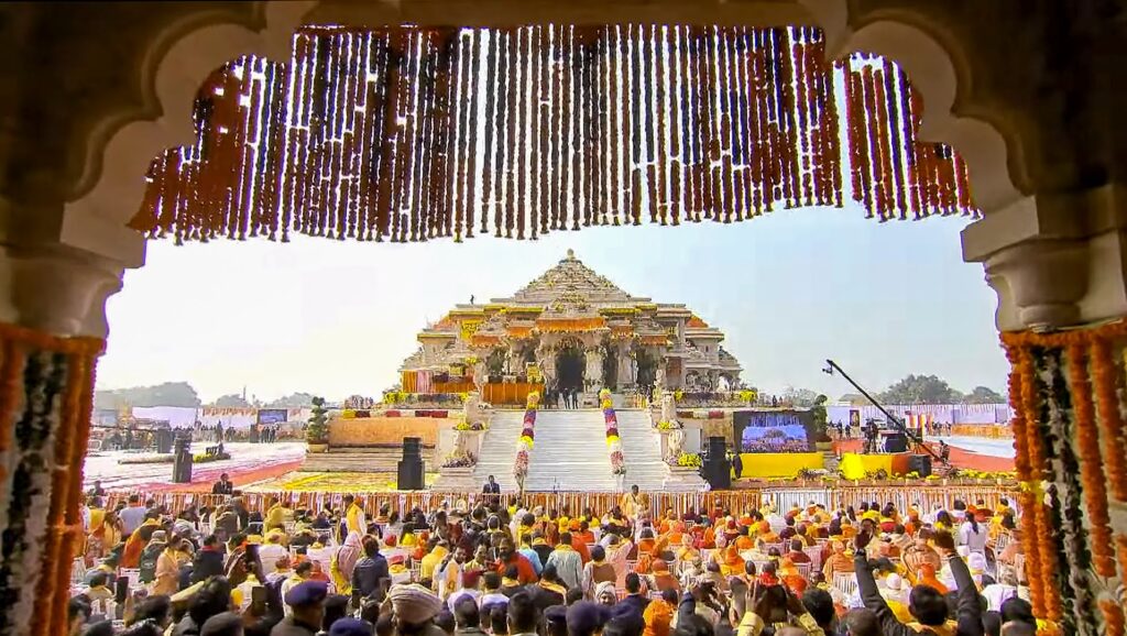 Ram Mandir during the 'Pran Pratishtha' ceremony